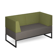 Nera modular soft seating double bench with double back and arms and black frame - view 1