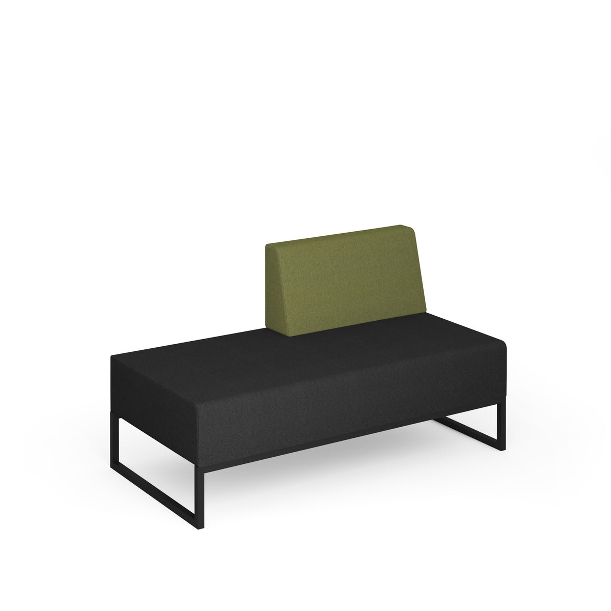 Nera modular soft seating double bench with left hand back and black frame - view 1