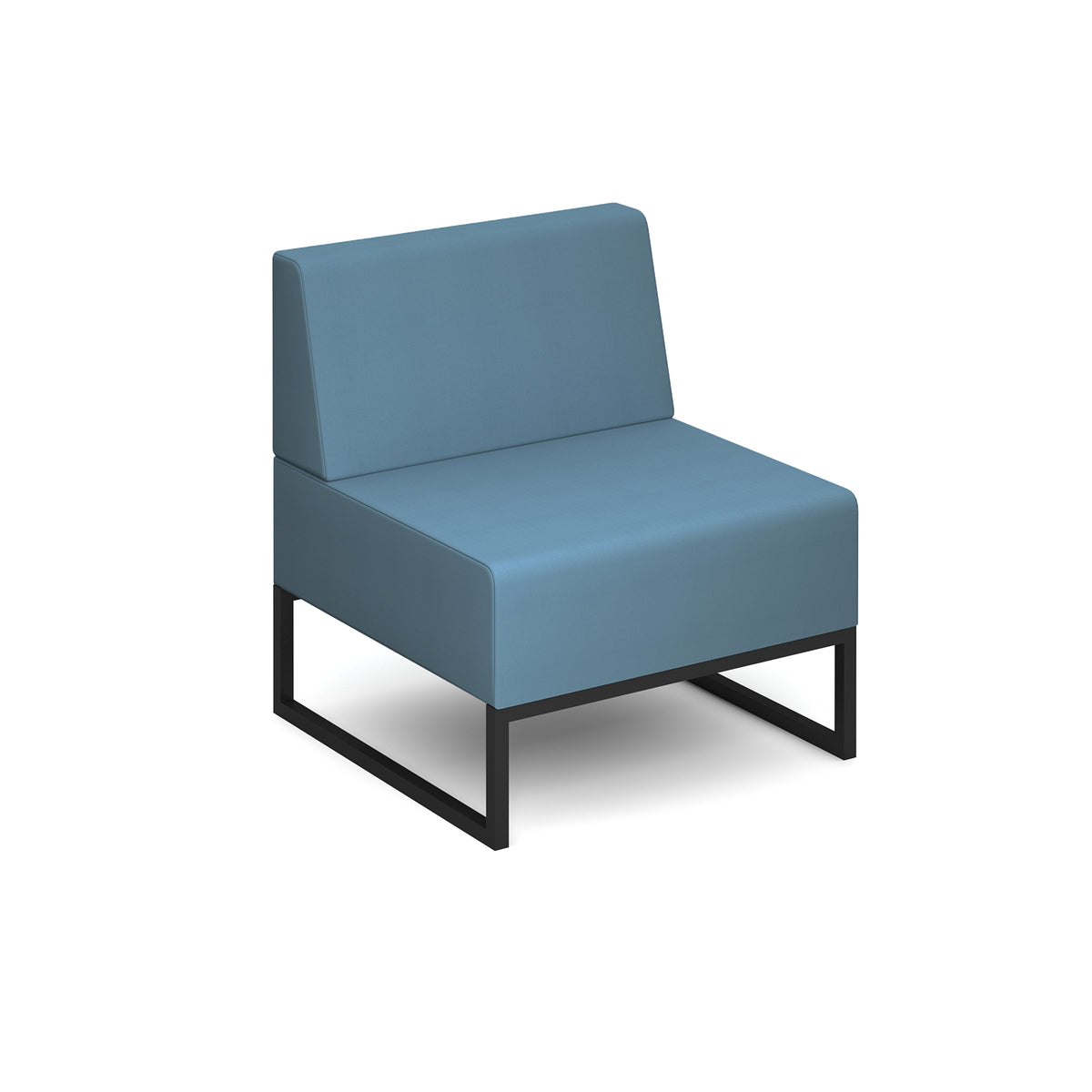 Nera modular soft seating single bench with back and black frame - view 1