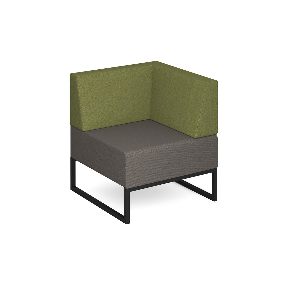 Nera modular soft seating single bench with back and left arm and black frame - view 1