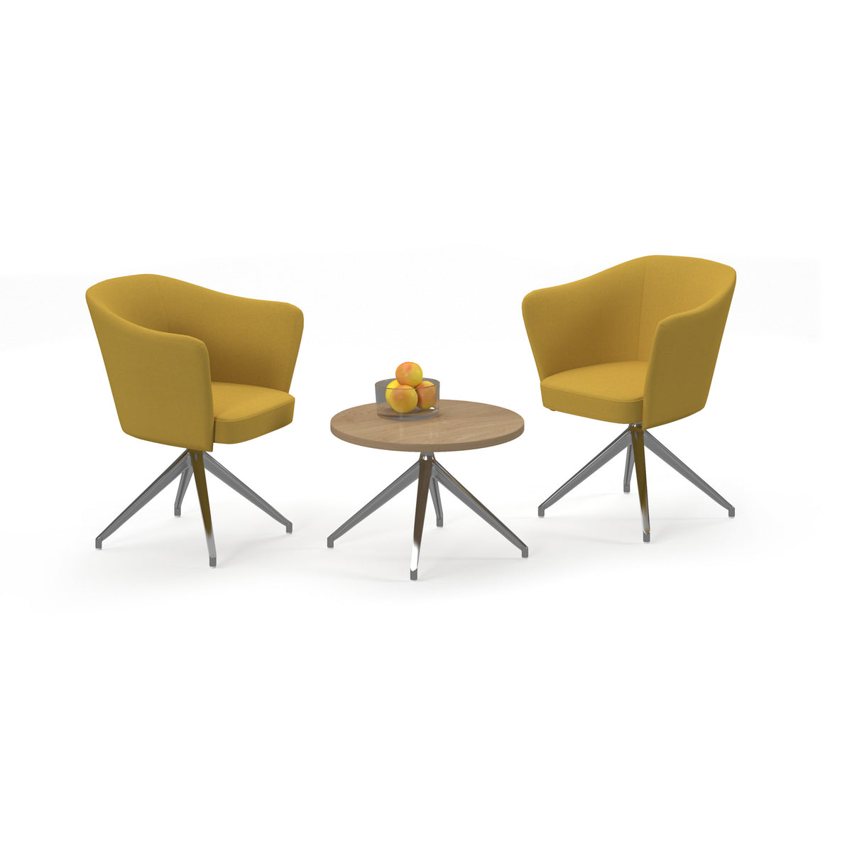 Otis coffee table 600mm diameter with chrome pyramid base - Kendal oak - view 2