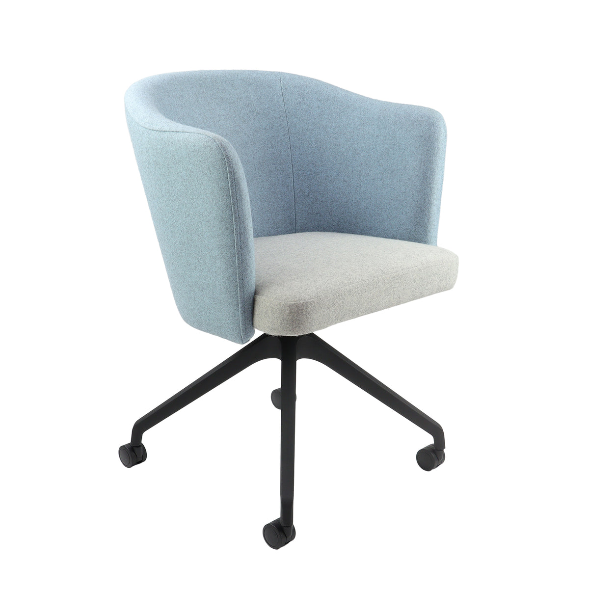 Otis single seater lounge chair with black pyramid base with castors - view 1