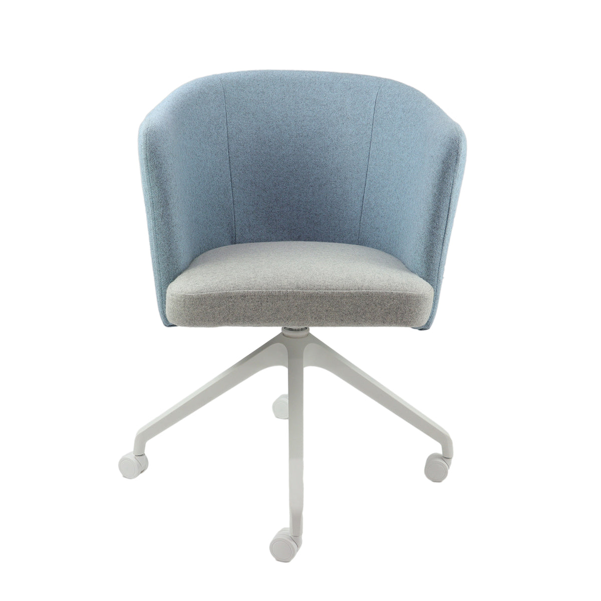 Otis single seater lounge chair with white pyramid base with castors - view 2
