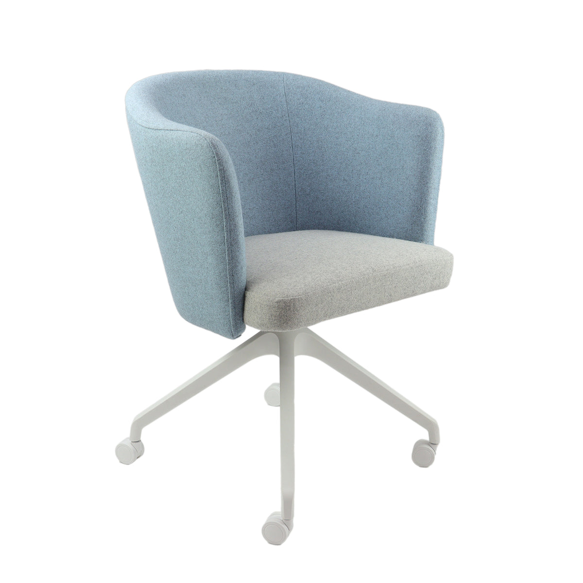 Otis single seater lounge chair with white pyramid base with castors - view 1