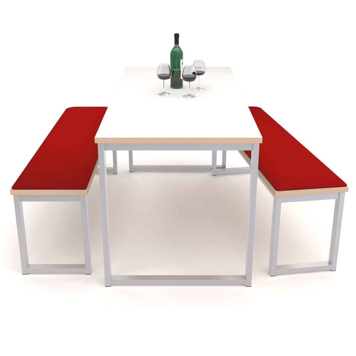 Otto benching solution low bench 1050mm wide - silver frame, Kendal Oak Top - view 3