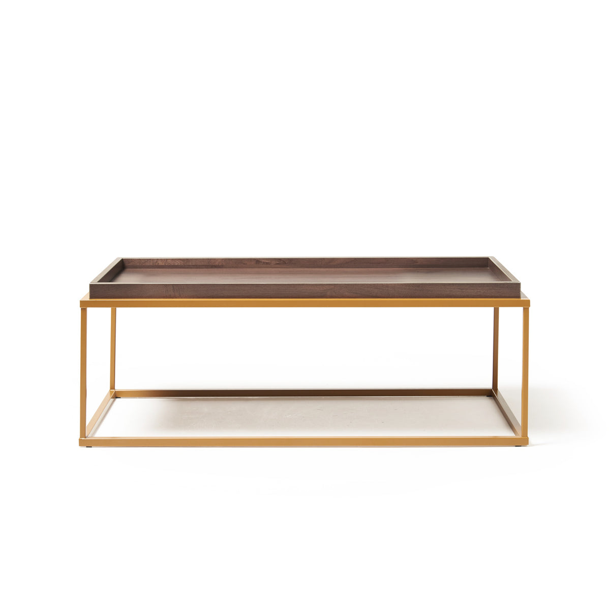 Parma rectangular coffee table with a matt gold steel frame and Venus top - view 2