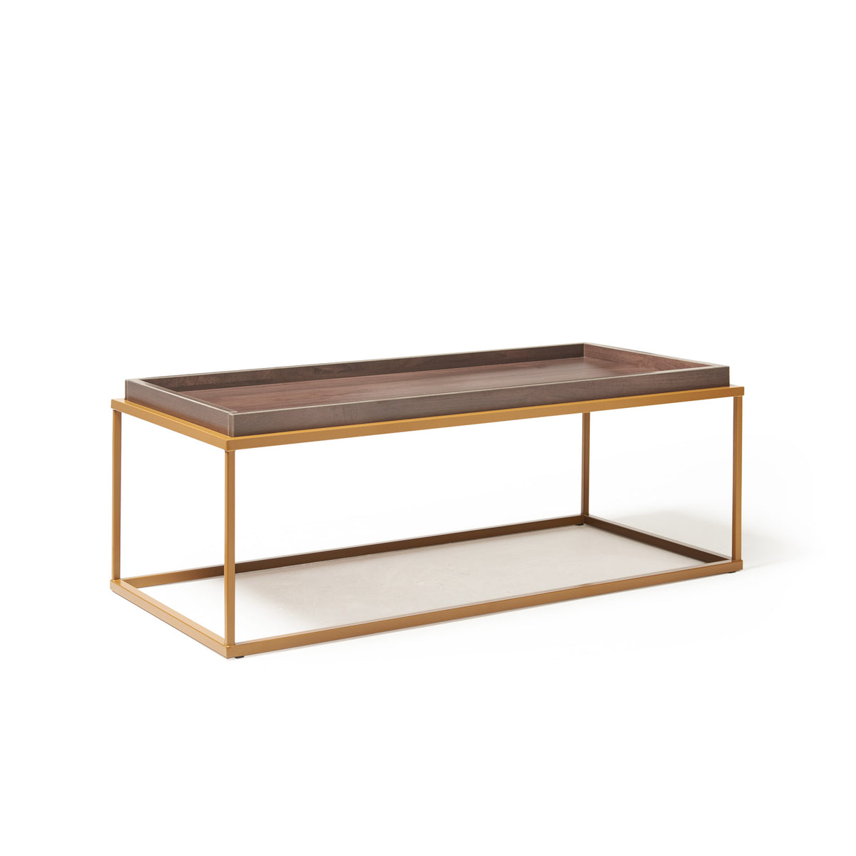Parma rectangular coffee table with a matt gold steel frame and Venus top - view 1
