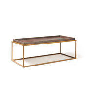 Parma rectangular coffee table with a matt gold steel frame and Venus top - view 1