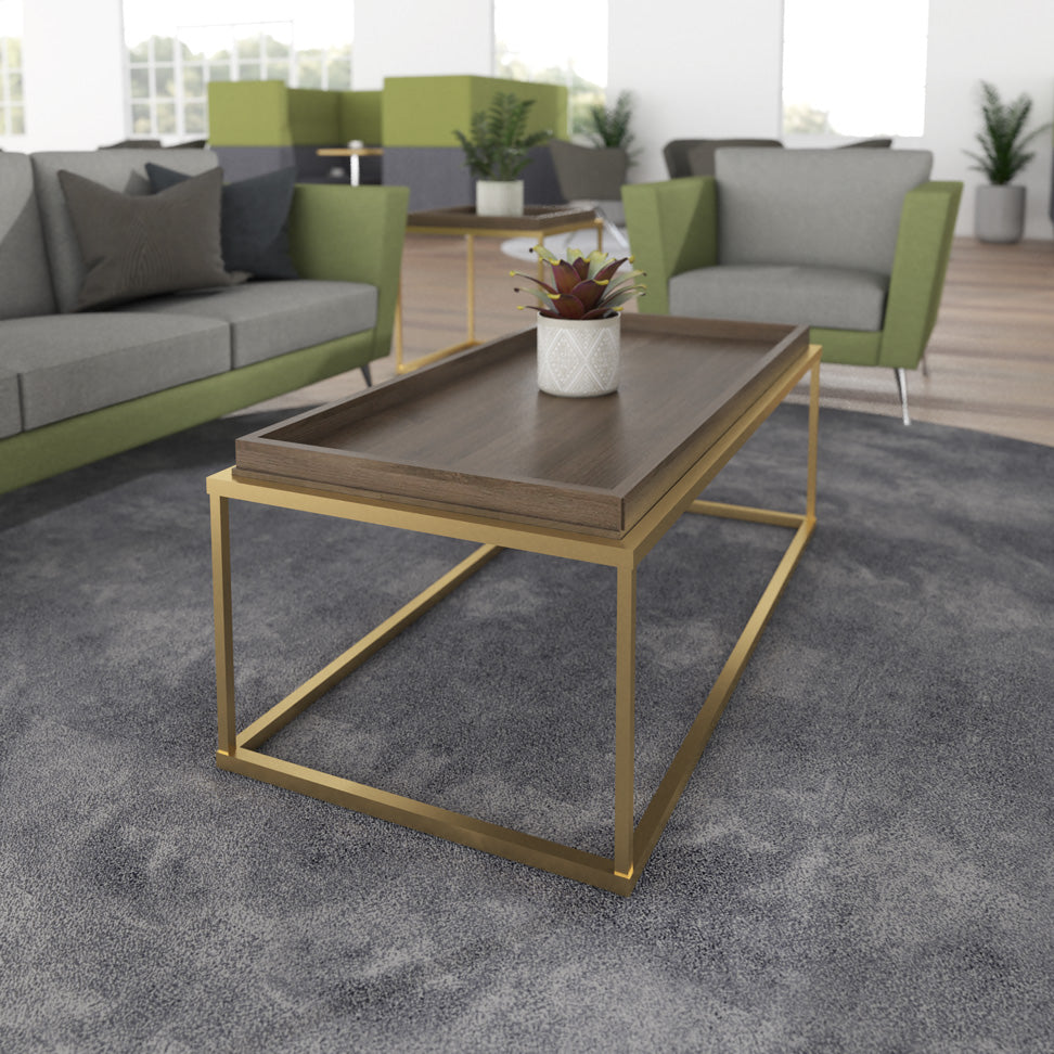 Parma square side table with a matt gold steel frame and Venus top - view 3