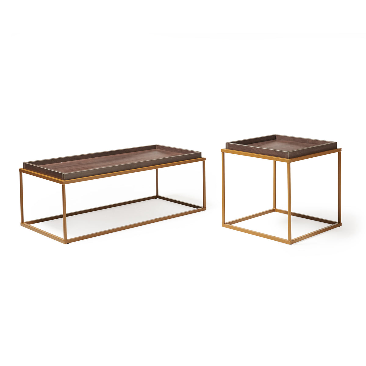 Parma rectangular coffee table with a matt gold steel frame and Venus top - view 4
