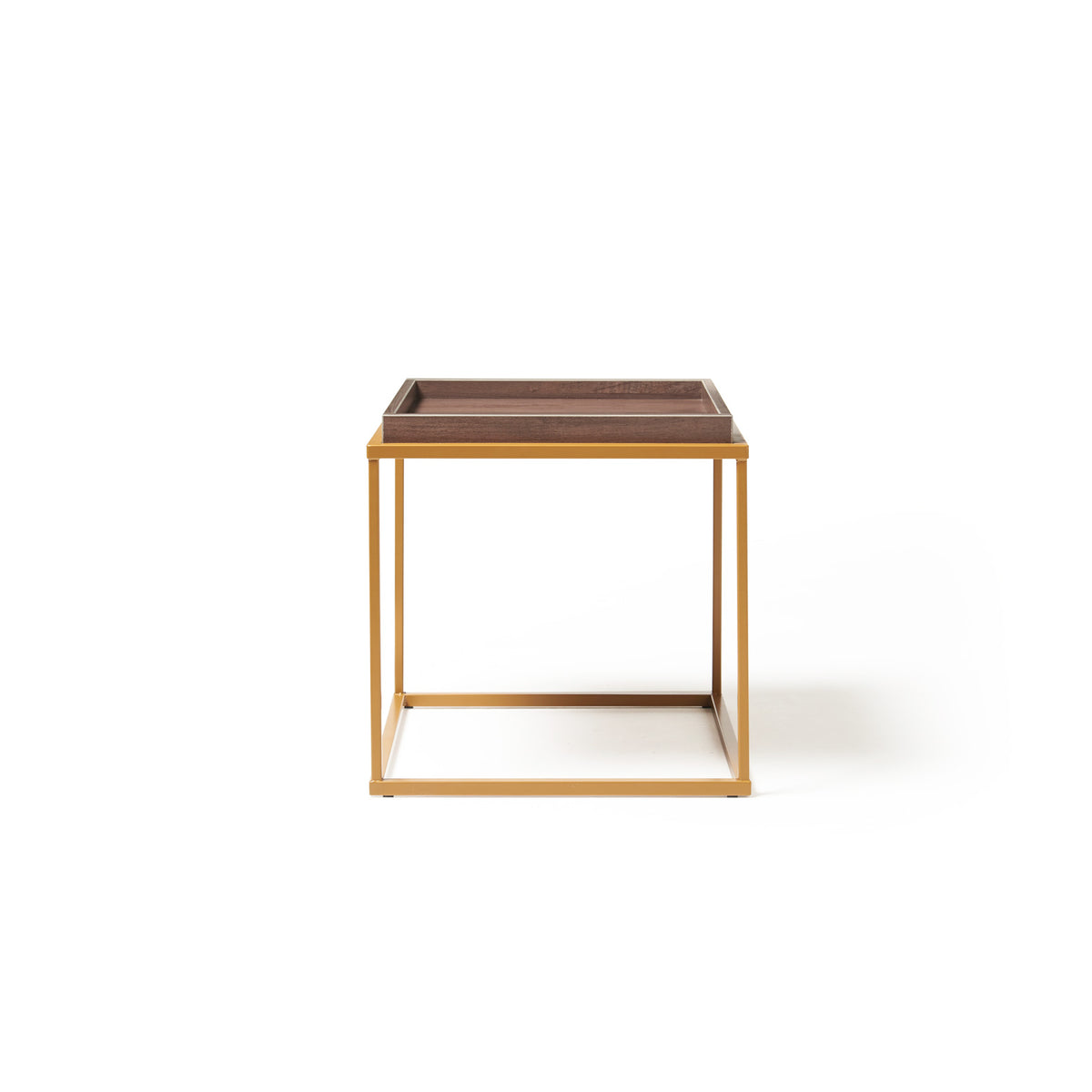 Parma square side table with a matt gold steel frame and Venus top - view 2