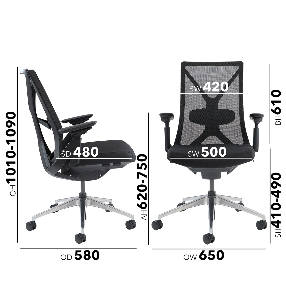 Paxton mesh back operator chair with black frame-black mesh - view 2