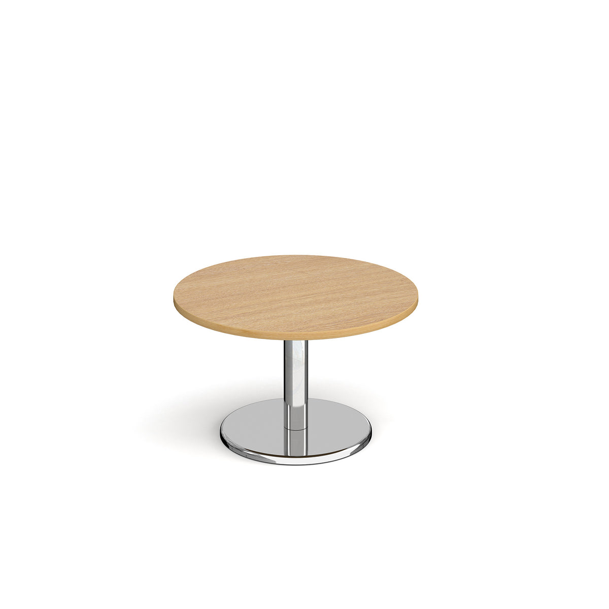 Pisa circular coffee table with round chrome base 800mm - oak - view 1