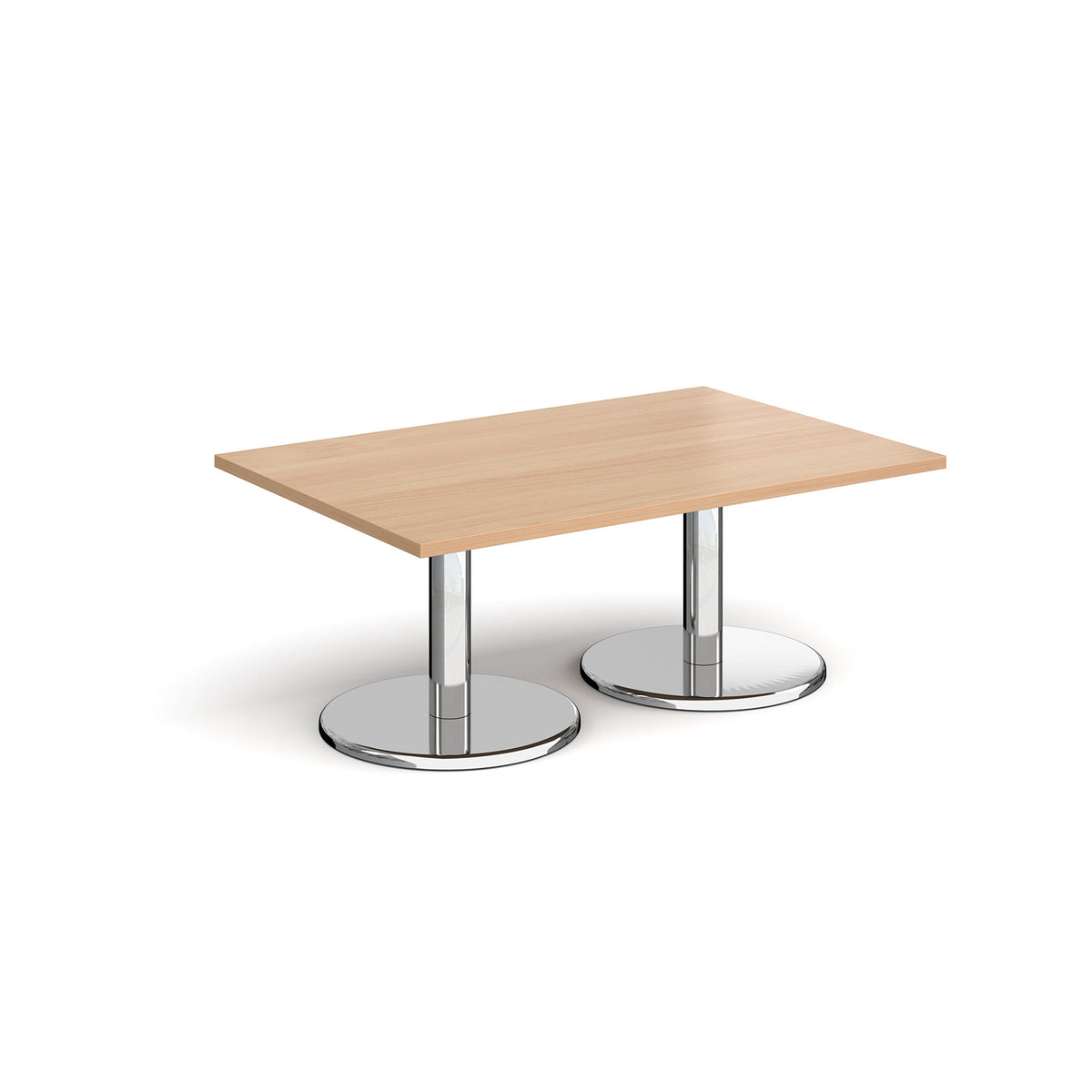 Pisa rectangular coffee table with round chrome bases 1200mm x 800mm - Beech - view 1