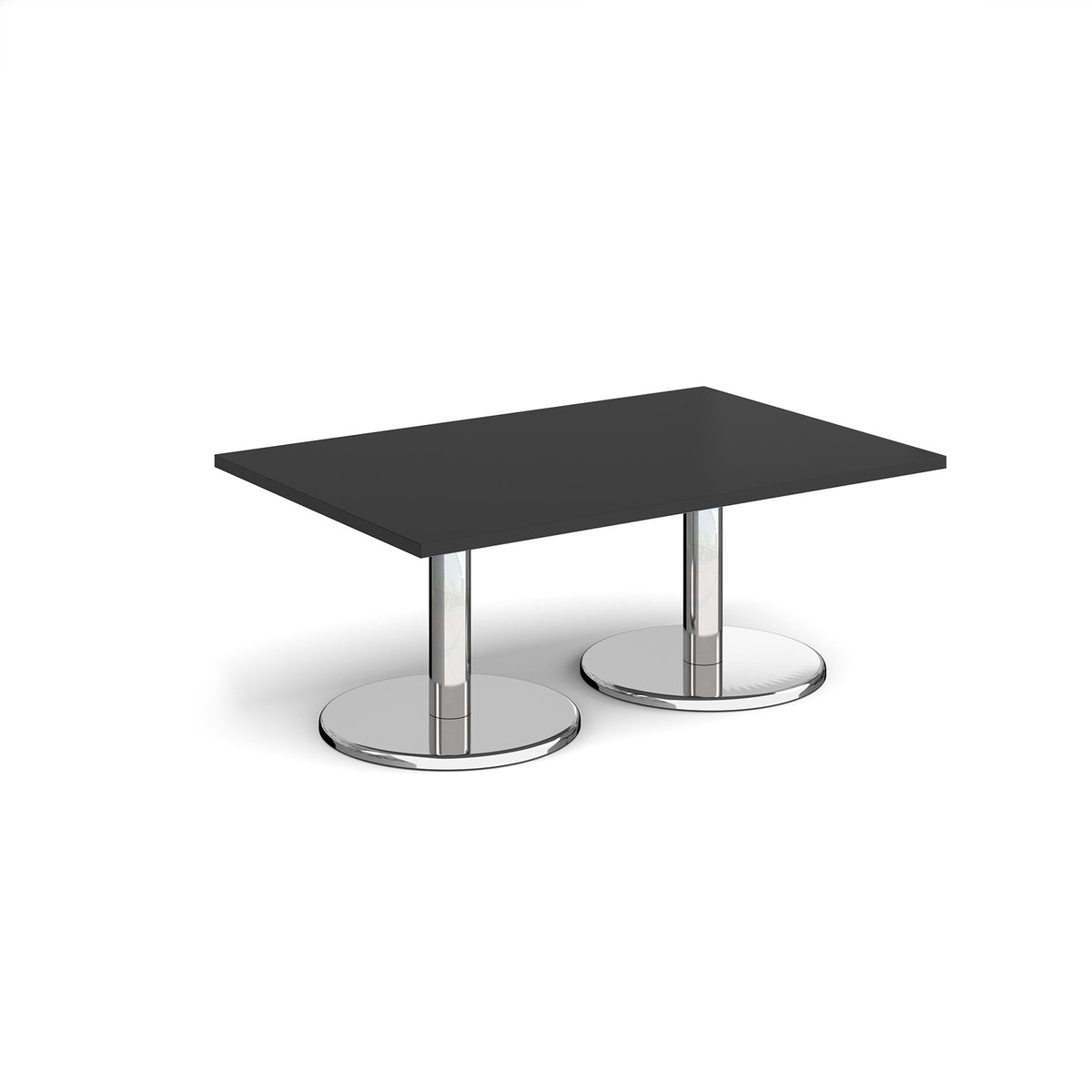 Pisa rectangular coffee table with round chrome bases 1200mm x 800mm -  Black - view 1
