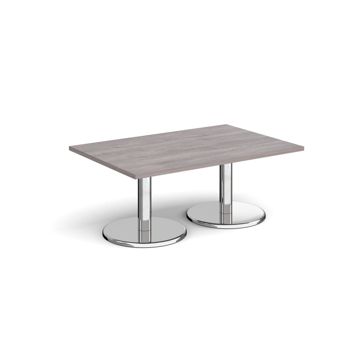 Pisa rectangular coffee table with round chrome bases 1200mm x 800mm - Grey Oak - view 1