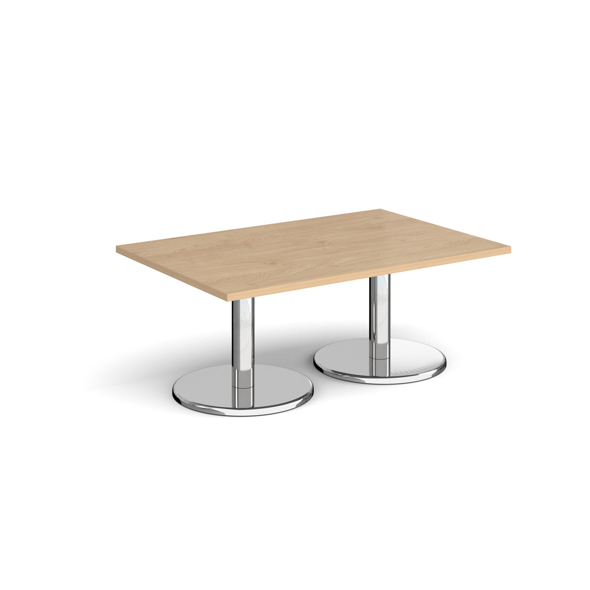Pisa rectangular coffee table with round chrome bases 1200mm x 800mm - Kendal oak - view 1