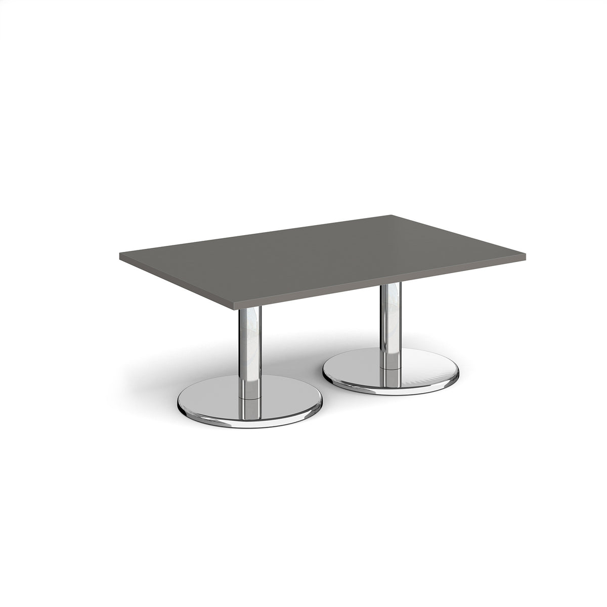 Pisa rectangular coffee table with round chrome bases 1200mm x 800mm - Onyx Grey - view 1