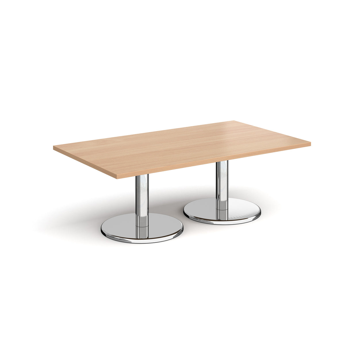Pisa rectangular coffee table with round chrome bases 1400mm x 800mm - Beech - view 1