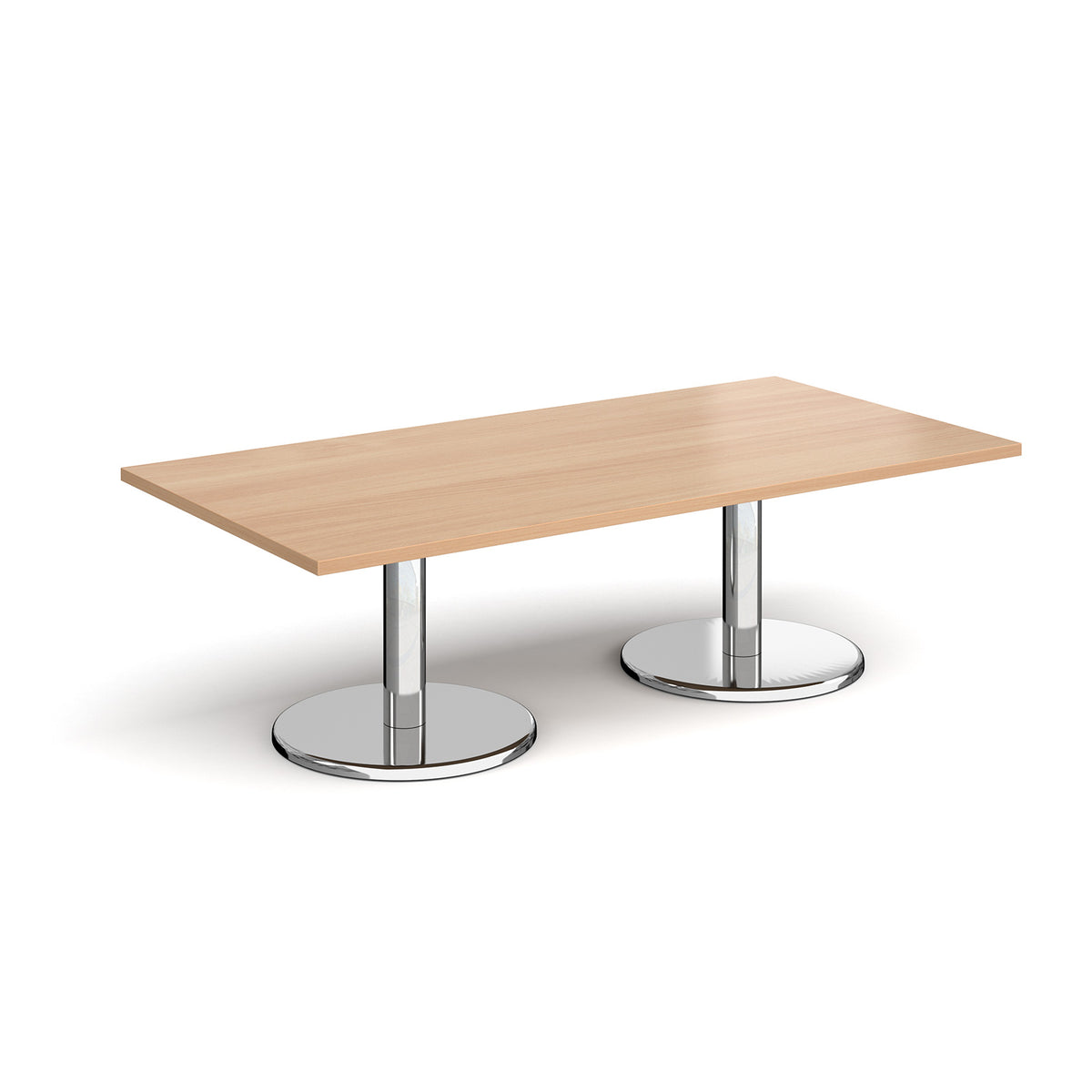 Pisa rectangular coffee table with round chrome bases 1600mm x 800mm - Beech - view 1