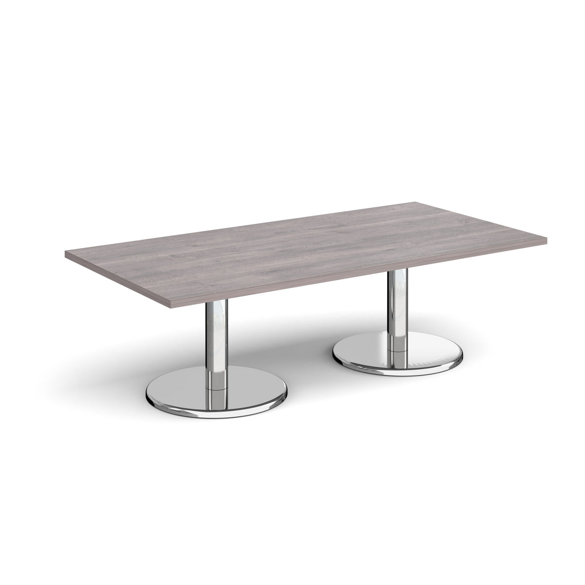 Pisa rectangular coffee table with round chrome bases 1600mm x 800mm - Grey Oak - view 1