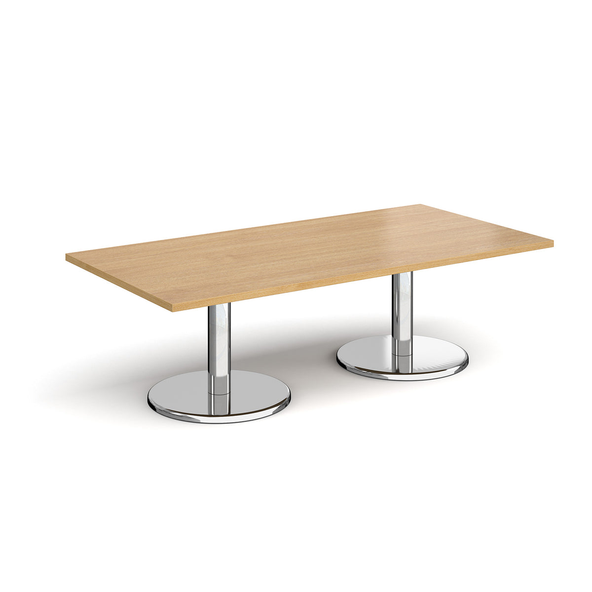 Pisa rectangular coffee table with round chrome bases 1600mm x 800mm - oak - view 1