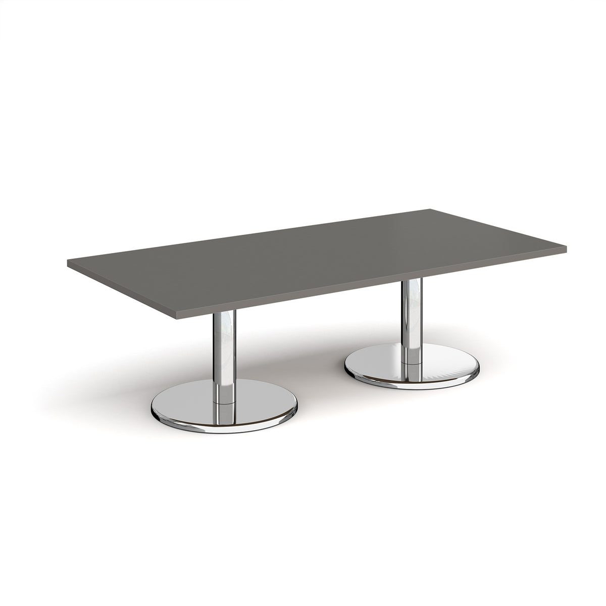 Pisa rectangular coffee table with round chrome bases 1600mm x 800mm - onyx grey - view 1