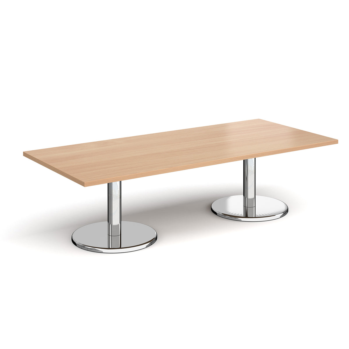 Pisa rectangular coffee table with round chrome bases 1800mm x 800mm - Beech - view 1