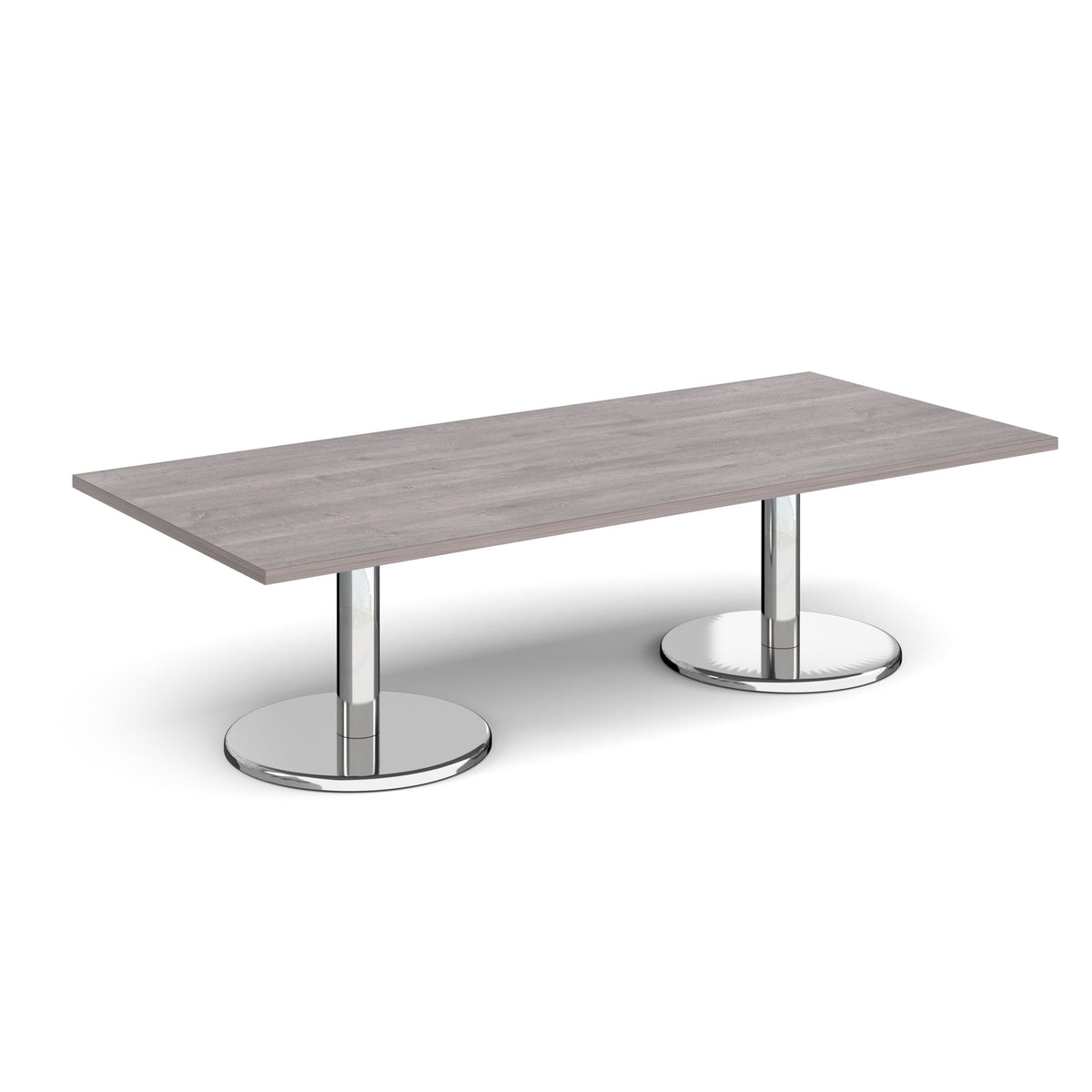 Pisa rectangular coffee table with round chrome bases 1800mm x 800mm - Grey Oak - view 1