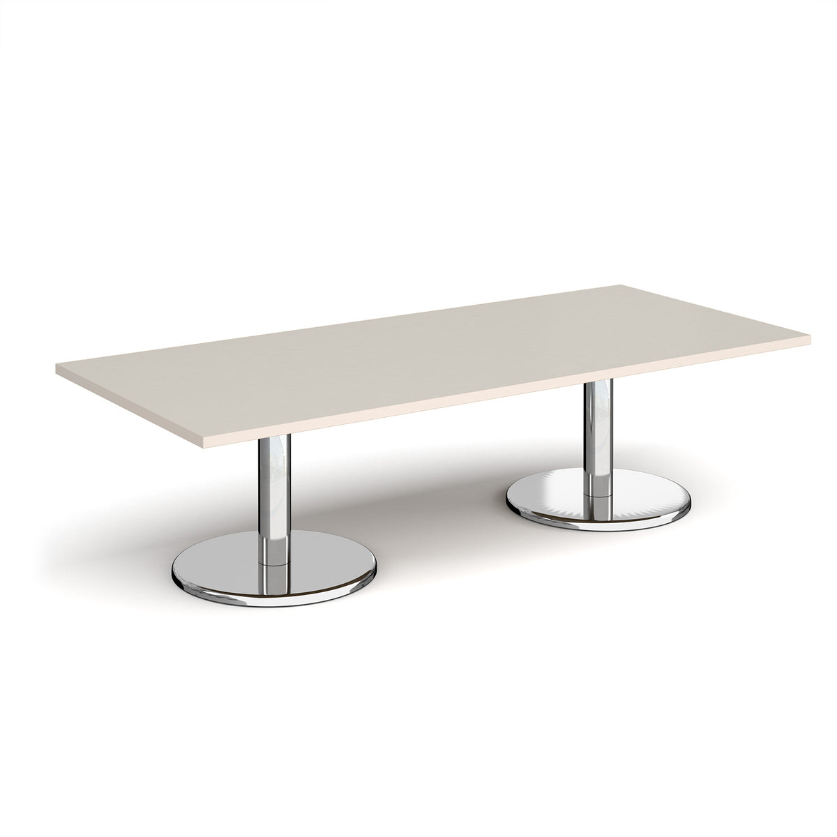 Pisa rectangular coffee table with round chrome bases 1800mm x 800mm - Light Grey - view 1