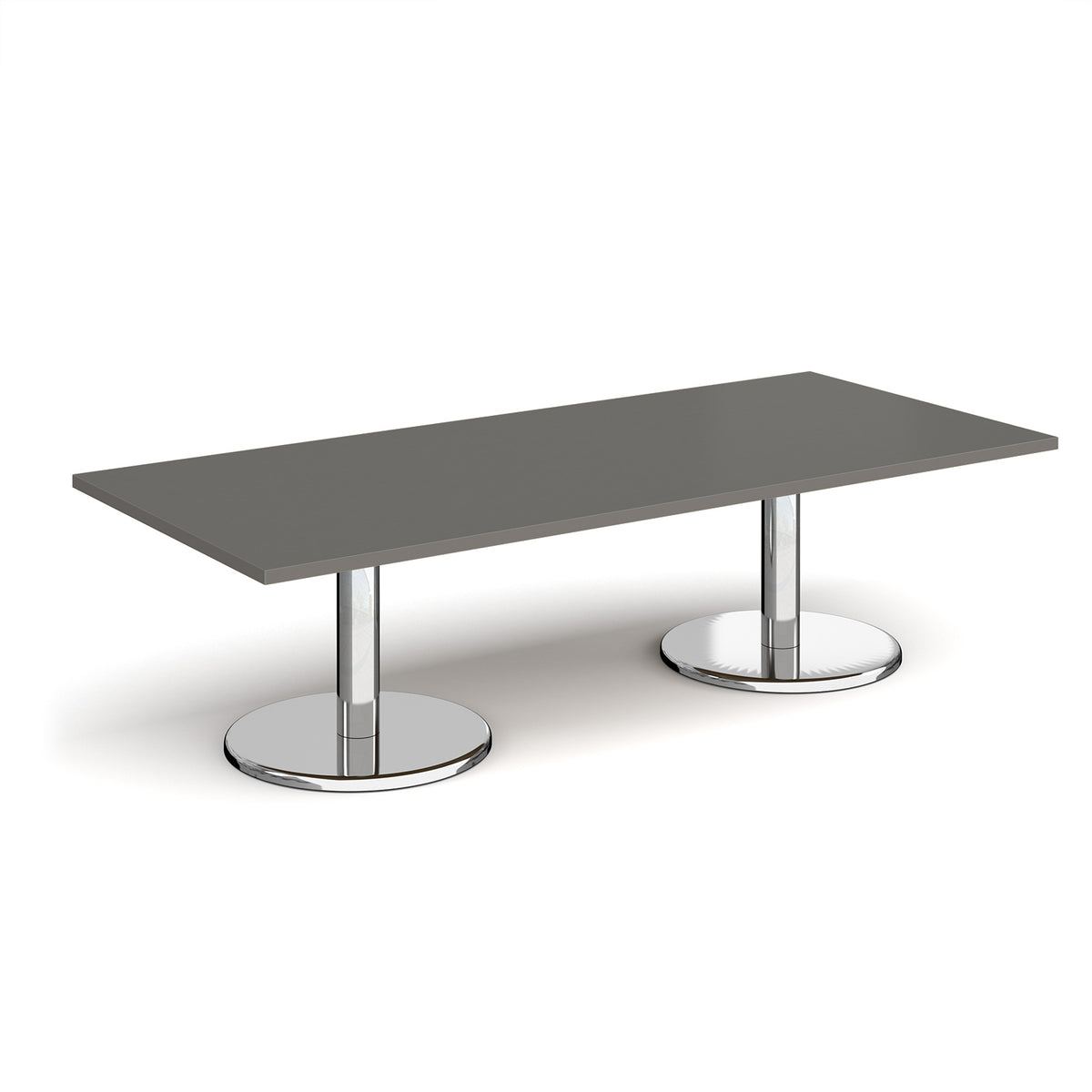 Pisa rectangular coffee table with round chrome bases 1800mm x 800mm - Onyx Grey - view 1