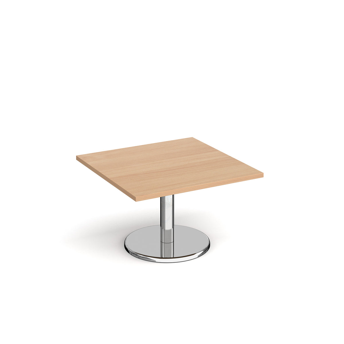 Pisa square coffee table with round chrome base 800mm - Beech - view 1