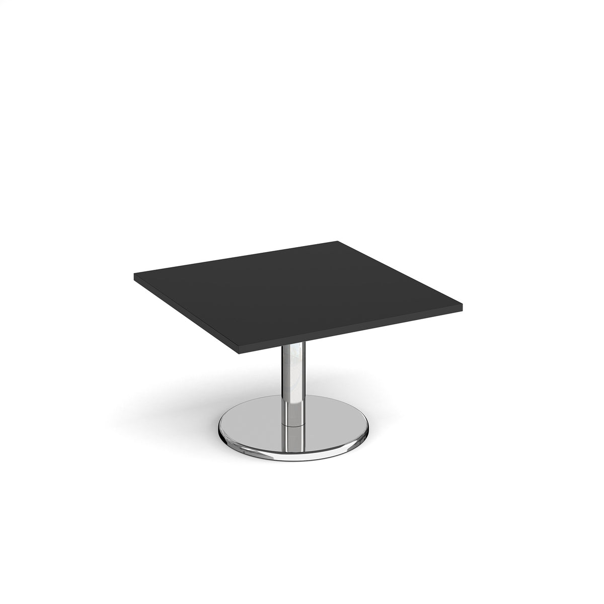 Pisa square coffee table with round chrome base 800mm -  Black - view 1