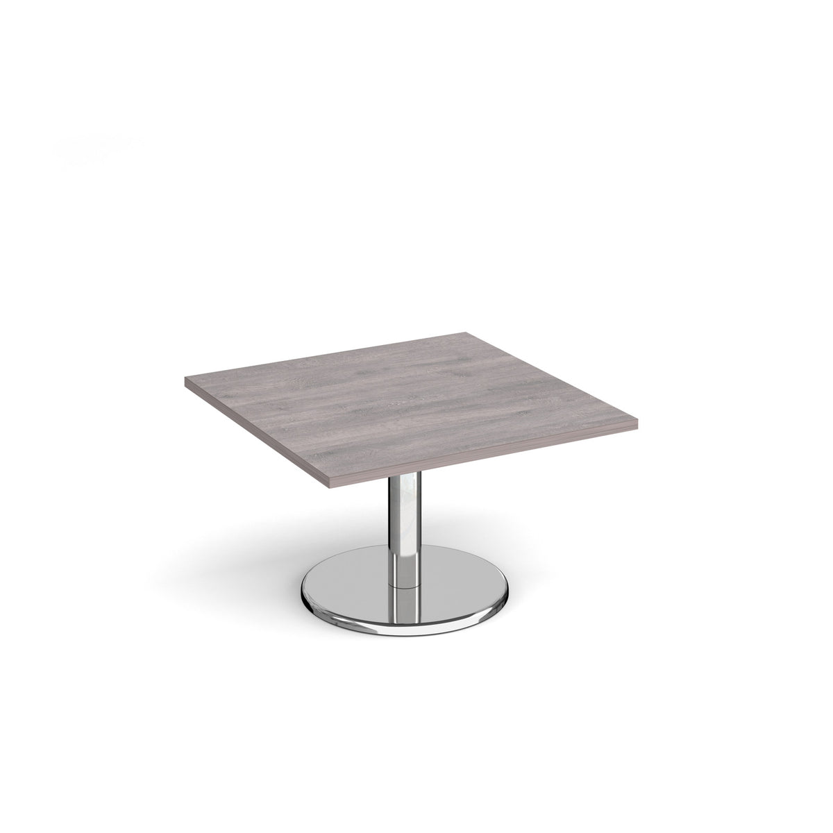 Pisa square coffee table with round chrome base 800mm - Grey Oak - view 1