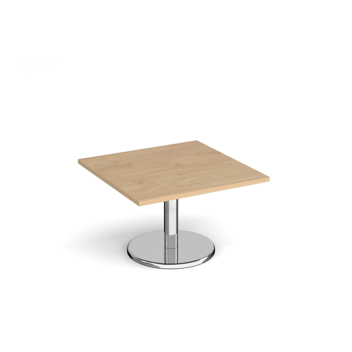 Pisa square coffee table with round chrome base 800mm - Kendal oak - view 1