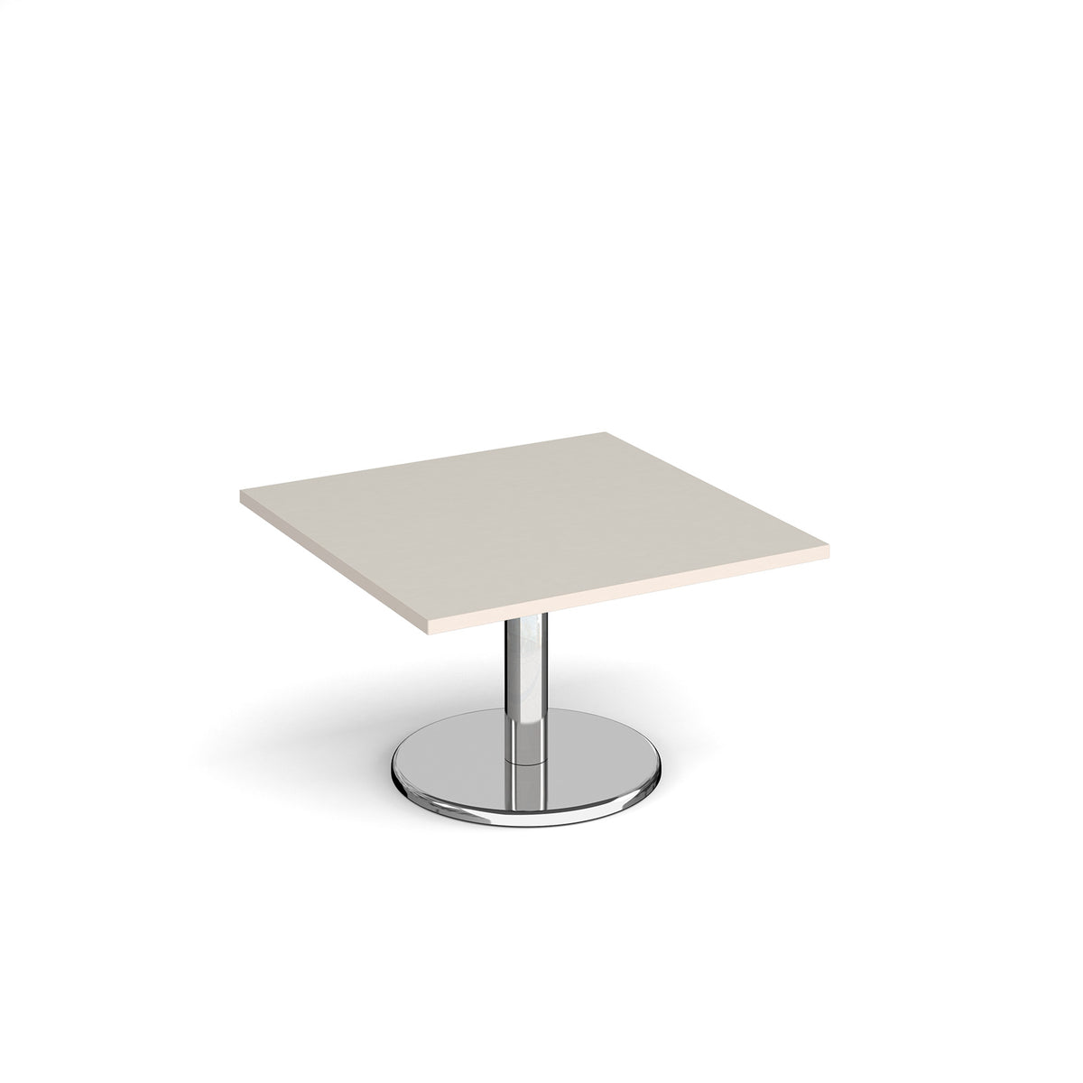 Pisa square coffee table with round chrome base 800mm - Light Grey - view 1
