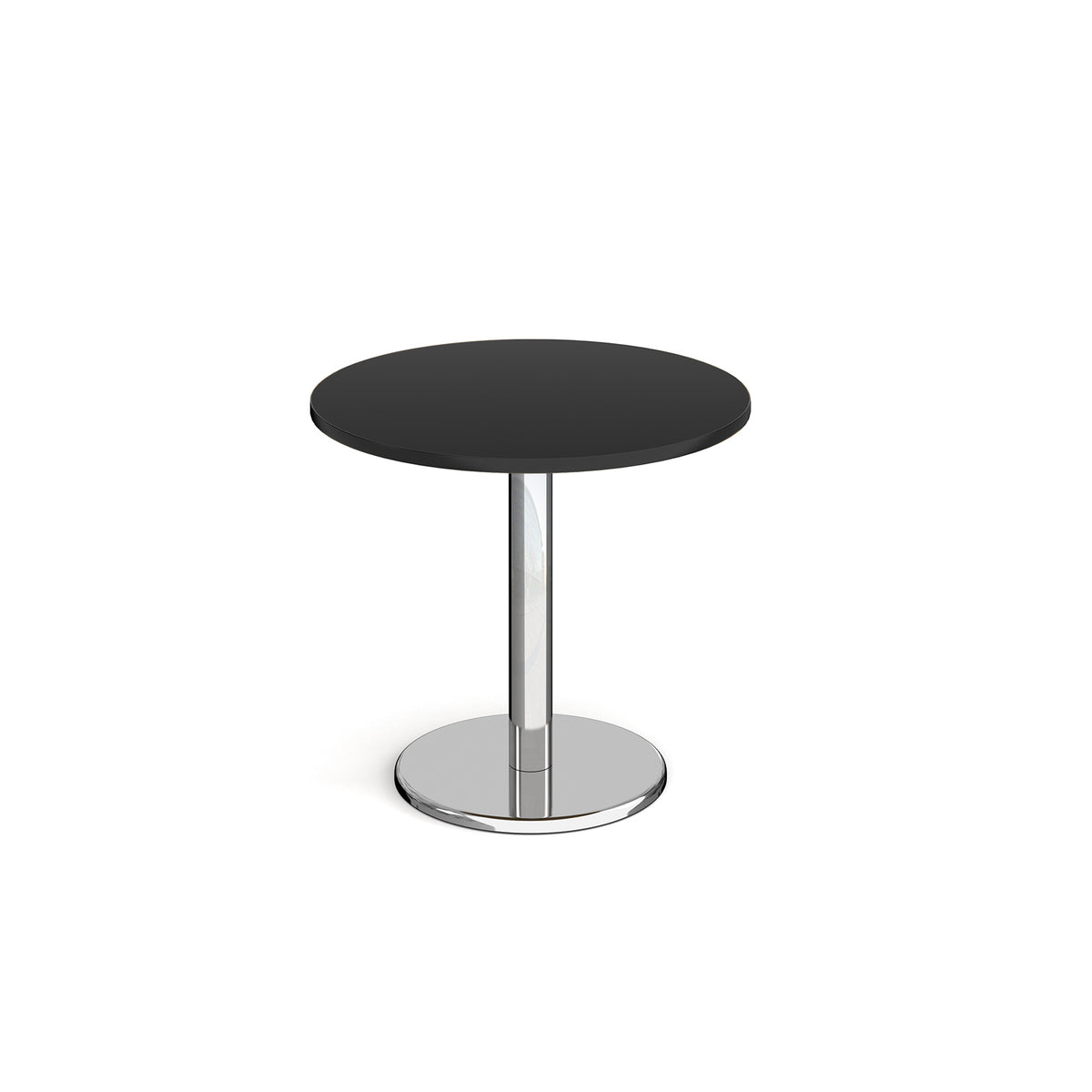 Pisa circular dining table with round chrome base 800mm -  Black - view 1