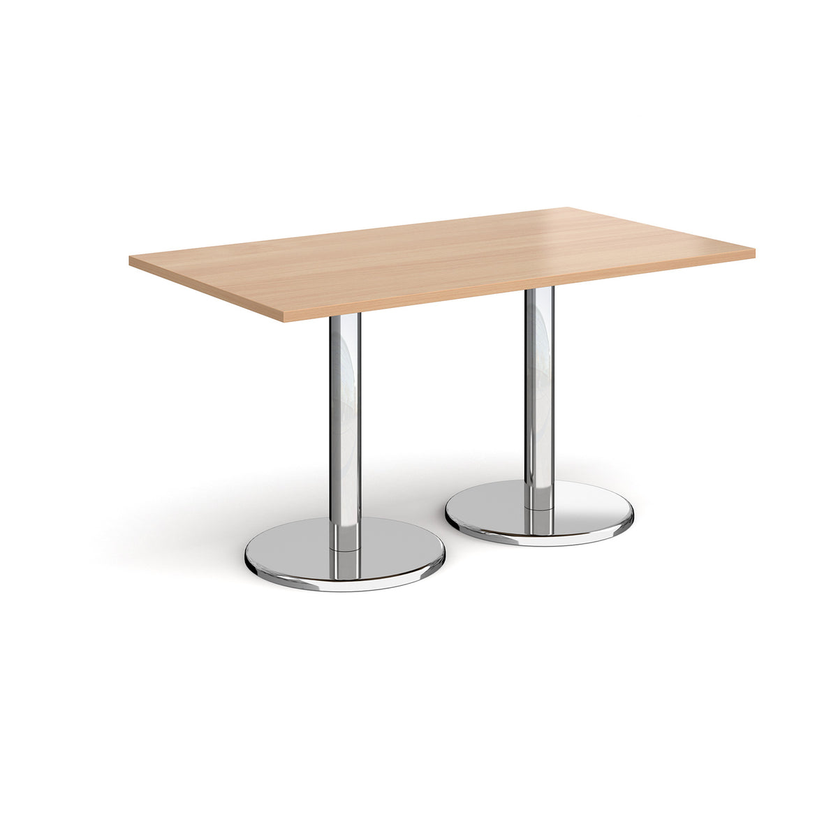 Pisa rectangular dining table with round chrome bases 1400mm x 800mm - Beech - view 1