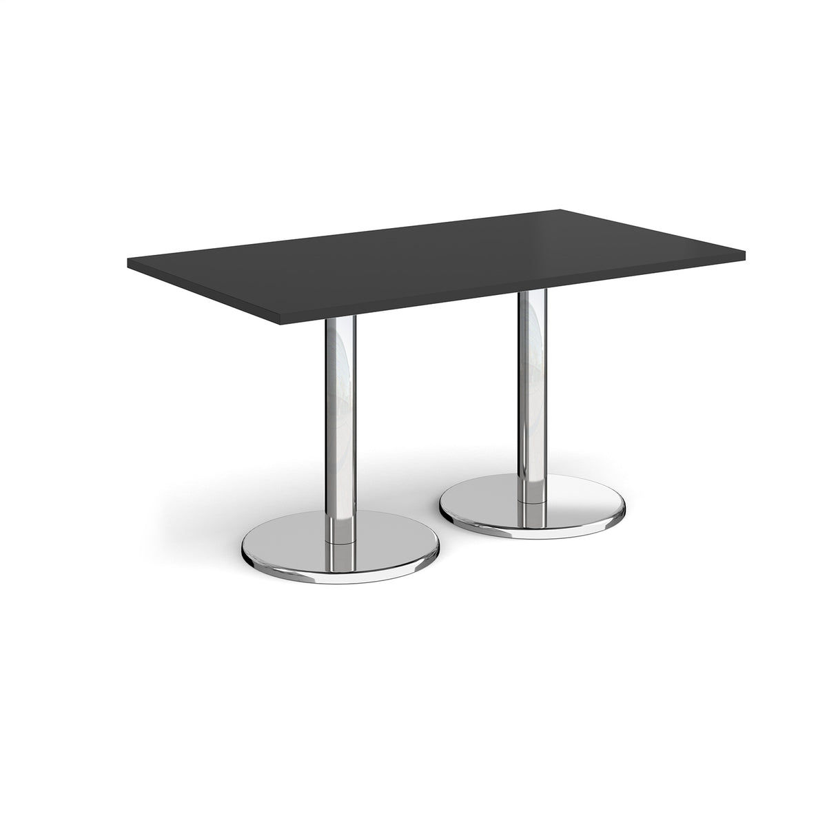 Pisa rectangular dining table with round chrome bases 1400mm x 800mm -  Black - view 1