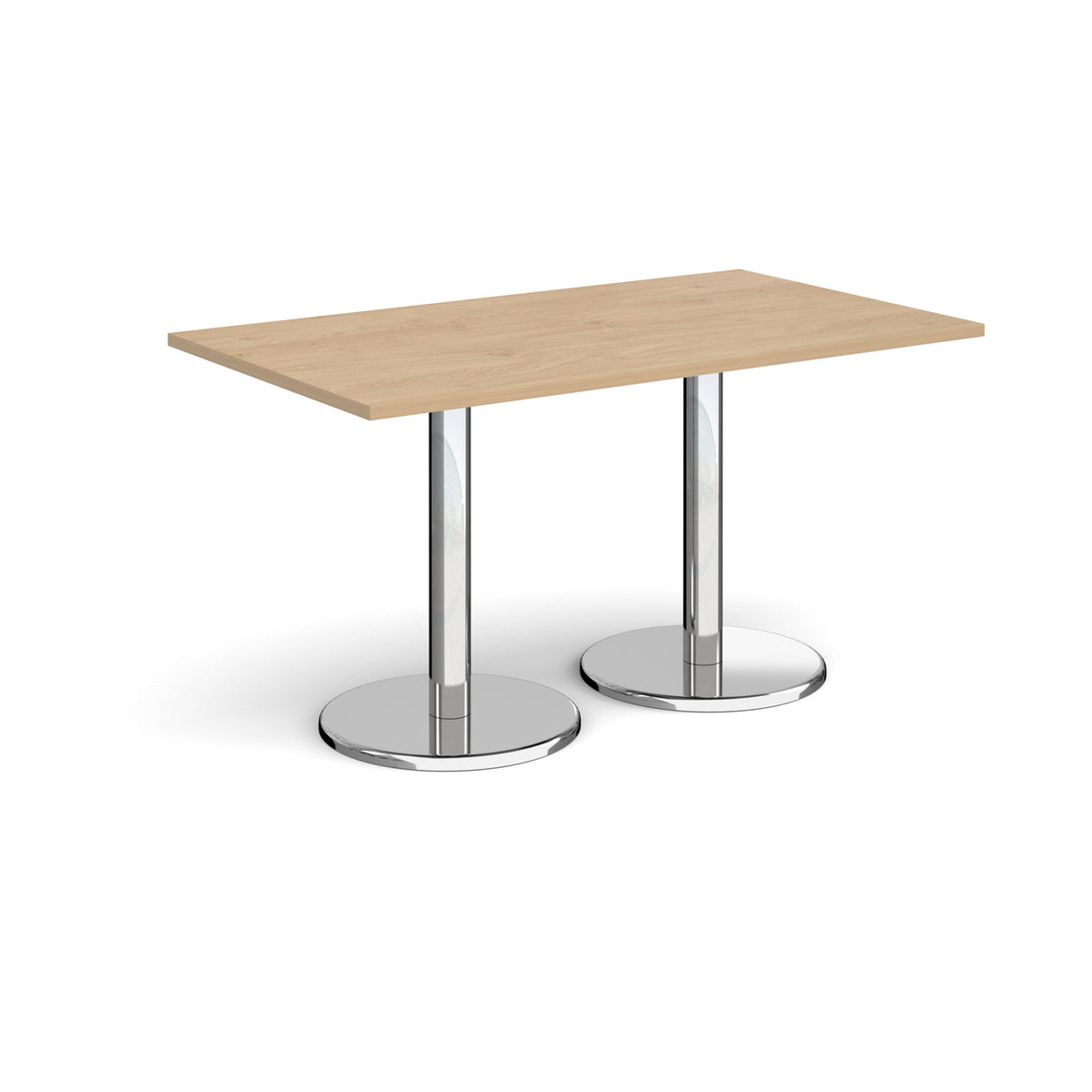 Pisa rectangular dining table with round chrome bases 1400mm x 800mm - Kendal oak - view 1