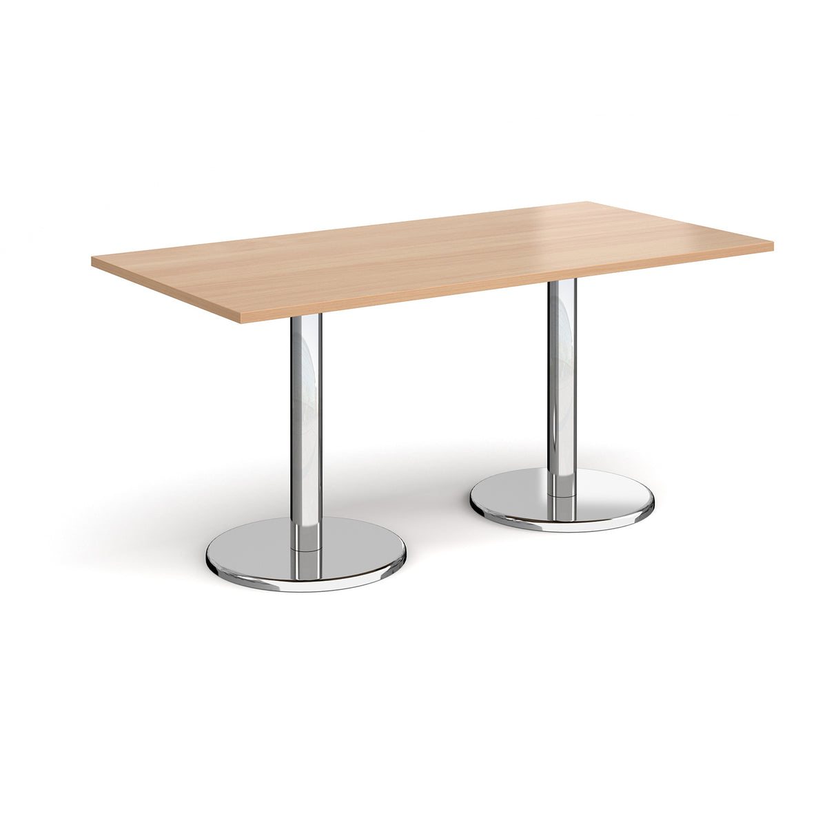 Pisa rectangular dining table with round chrome bases 1600mm x 800mm - Beech - view 1
