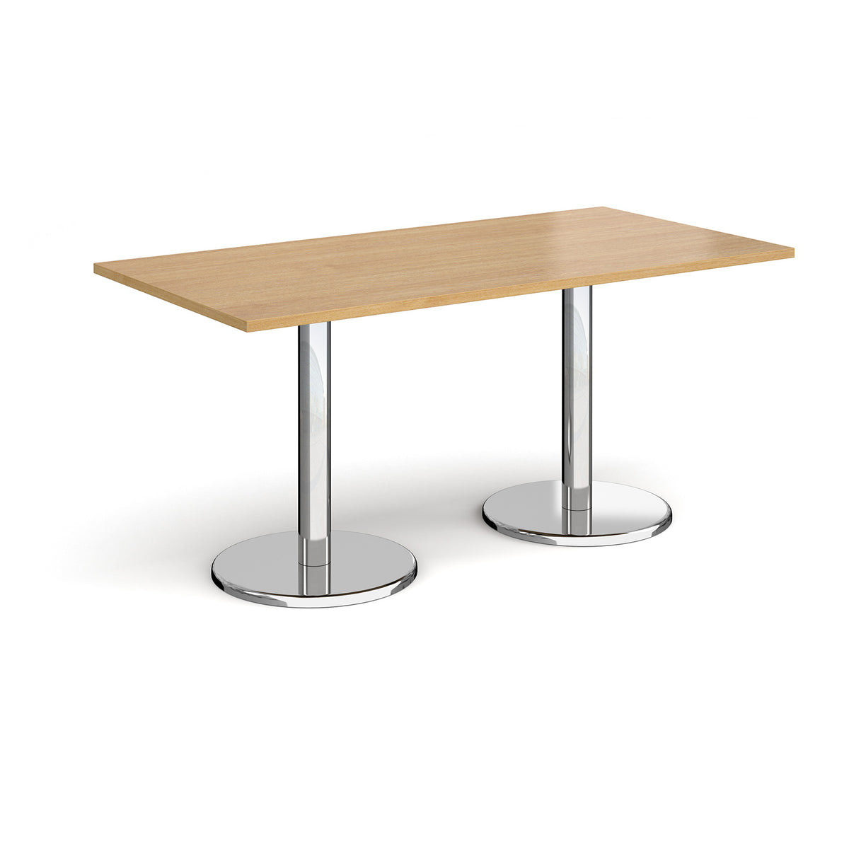 Pisa rectangular dining table with round chrome bases 1600mm x 800mm - oak - view 1