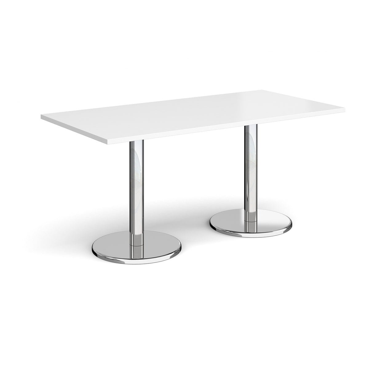 Pisa rectangular dining table with round chrome bases 1600mm x 800mm - white - view 1