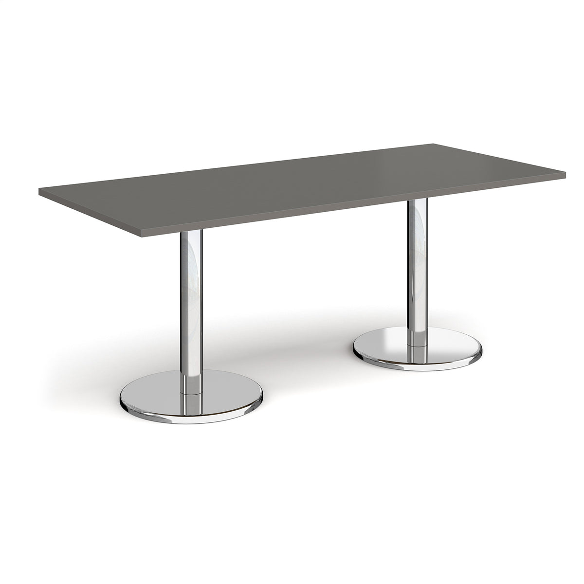 Pisa rectangular dining table with round chrome bases 1800mm x 800mm - Onyx Grey - view 1