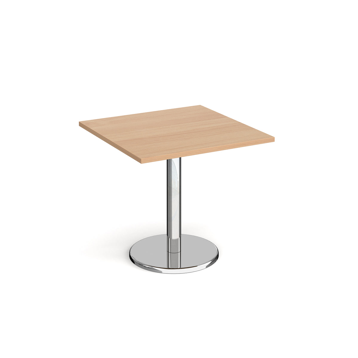 Pisa square dining table with round chrome base 800mm - Beech - view 1