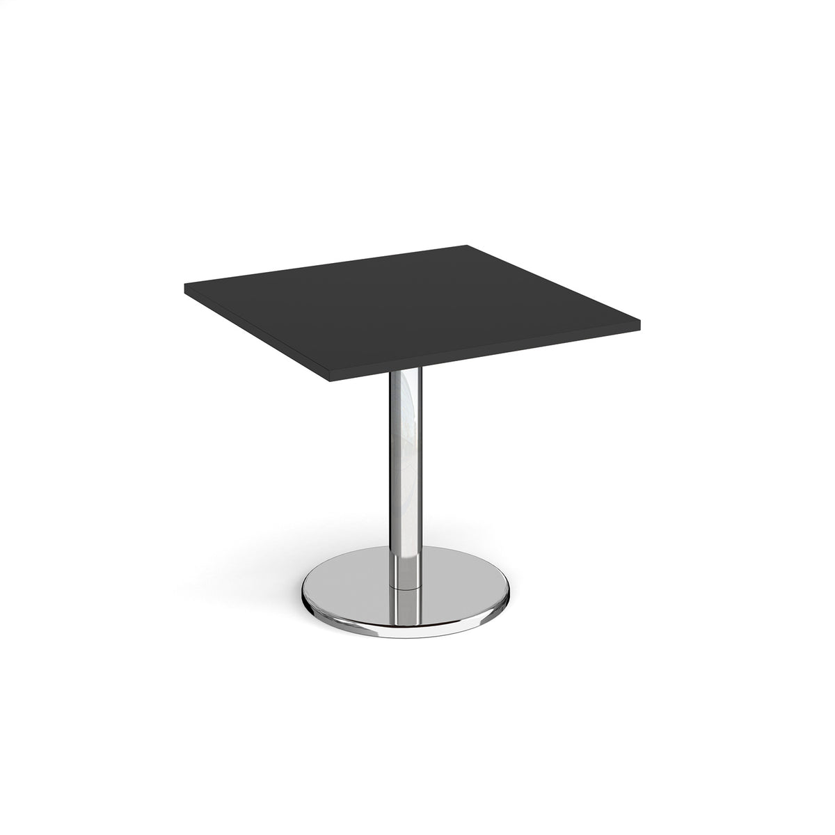 Pisa square dining table with round chrome base 800mm -  Black - view 1