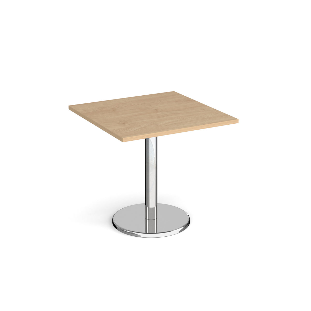 Pisa square dining table with round chrome base 800mm - Kendal oak - view 1