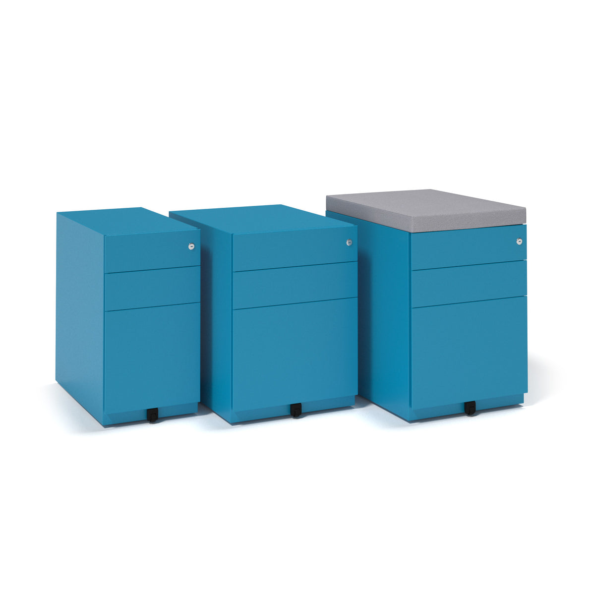 Bisley wide steel pedestal 420mm wide - blue - view 2