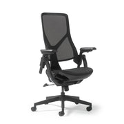 Pivot high back task chair with black mesh seat and back, adjustable arms - view 1