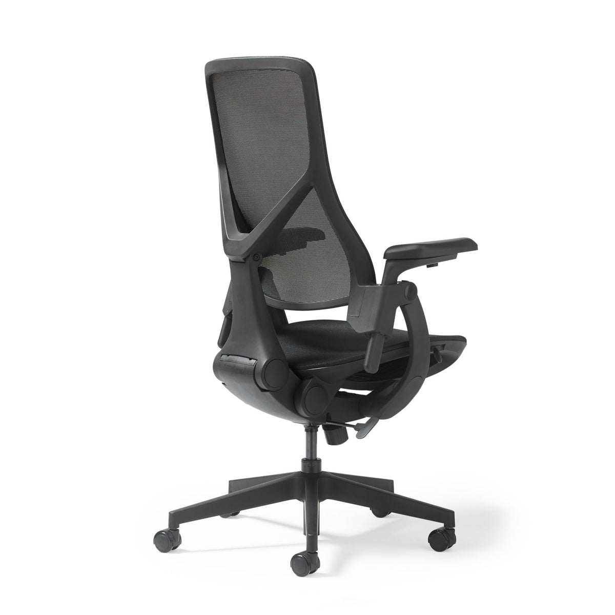 Pivot high back task chair with black mesh seat and back, adjustable arms - view 3